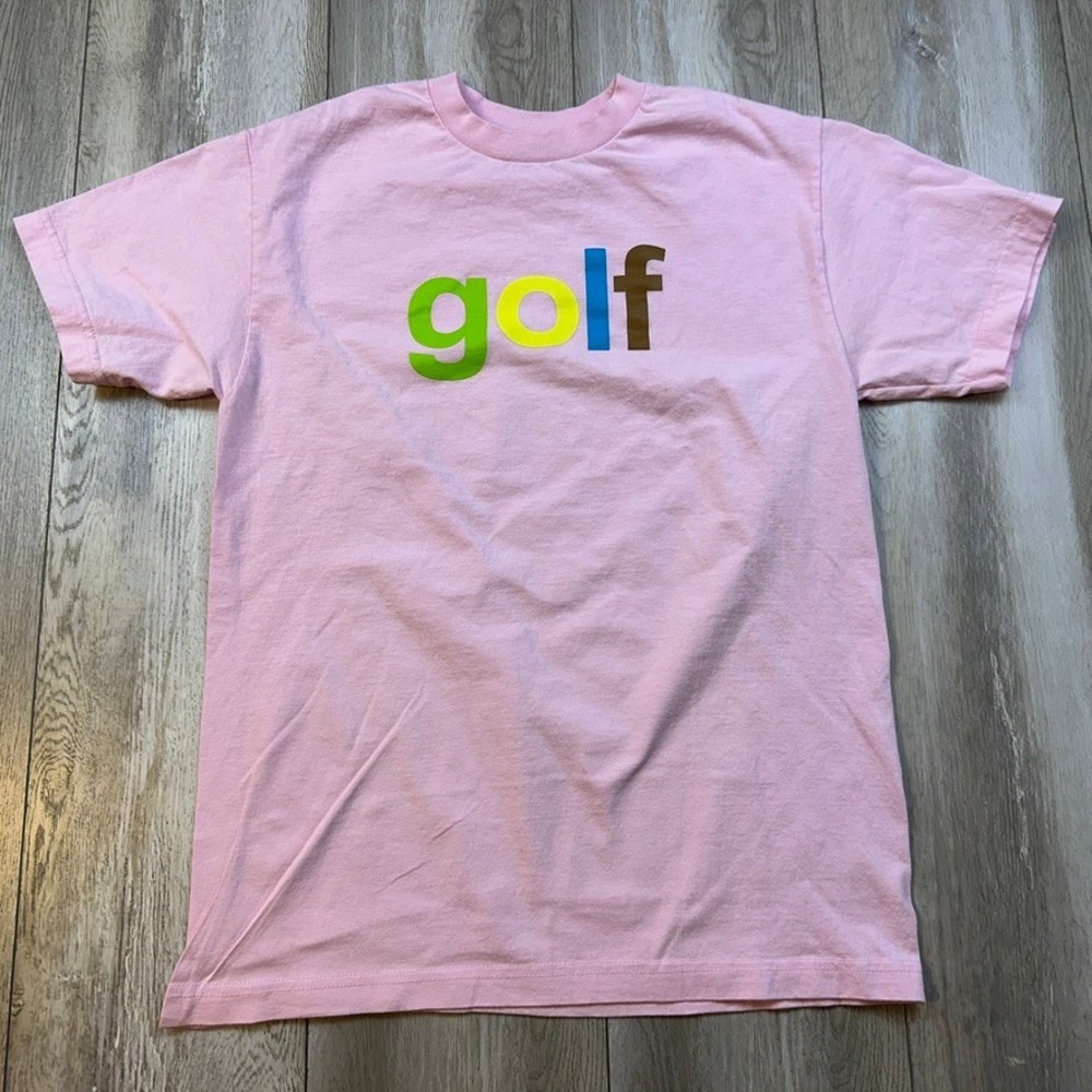 GOLF WANG Shirt Mens Medium Pink Short Sleeve Logo Streetwear Neapolitan Tee *